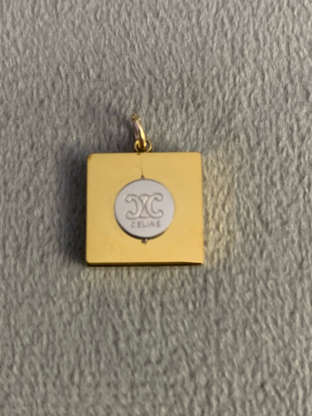 Upcycled Gold Square Logo Charm Pendant